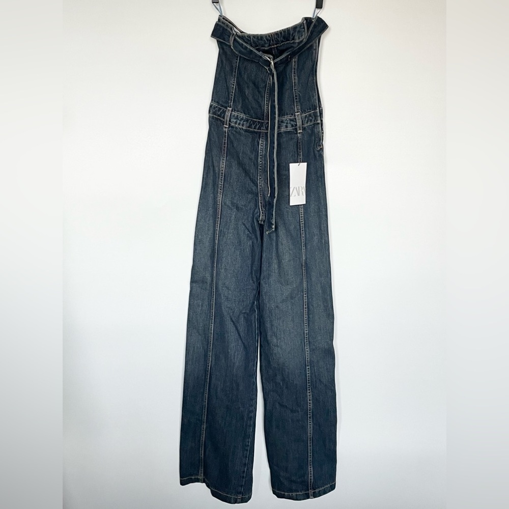 ZARA STRAPLESS TRF DENIM JUMPSUIT NAVY BLUE | 0541/239 296/017 - Picture 5 of 6